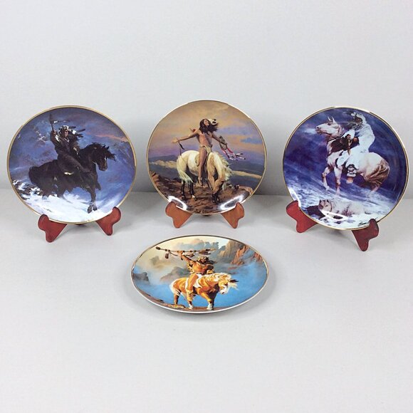 4 Lot Hermon Adams Franklin Mint American Indian Western Heritage Museum Plates